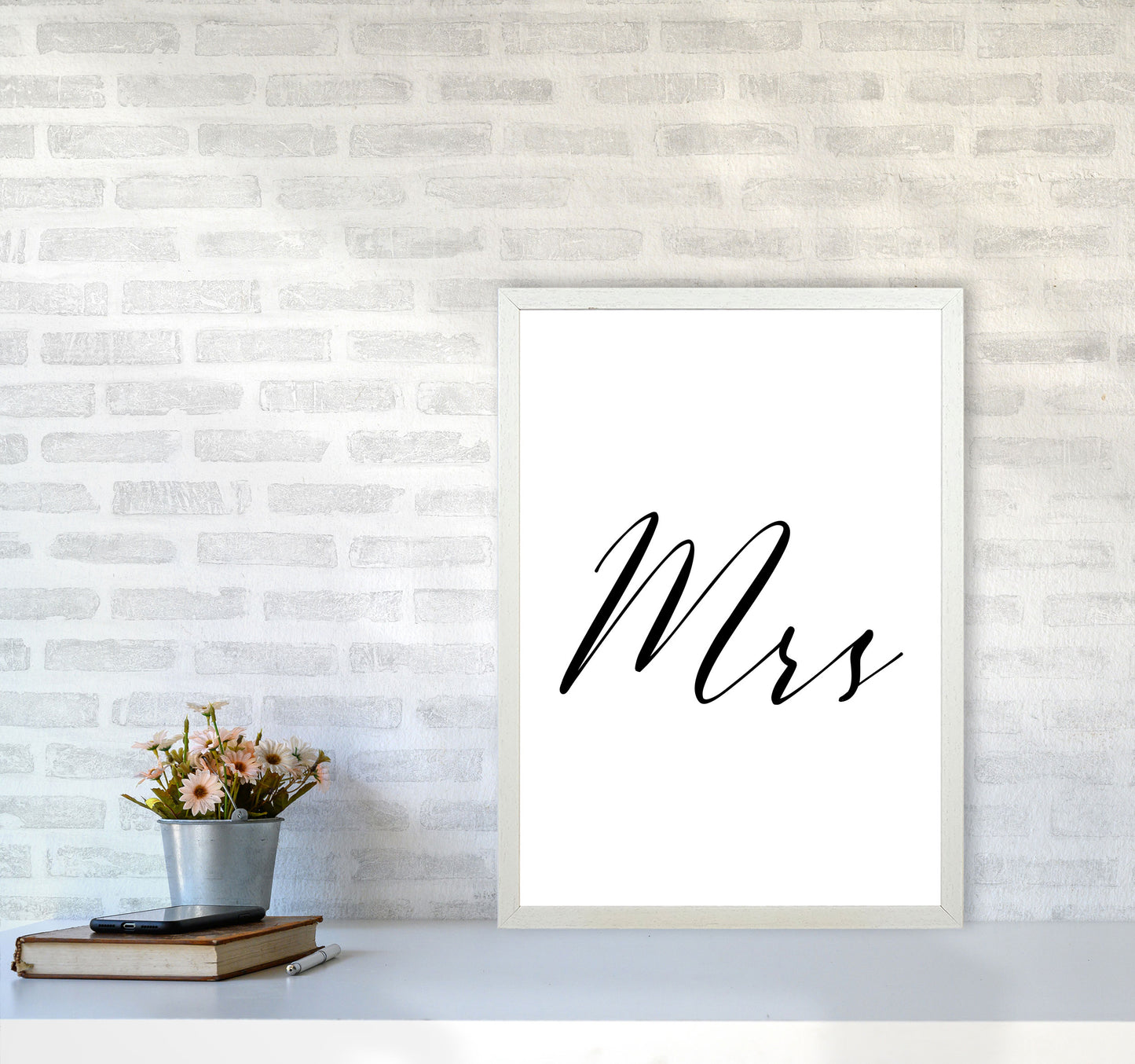 Mrs Framed Typography Wall Art Print A2 Oak Frame