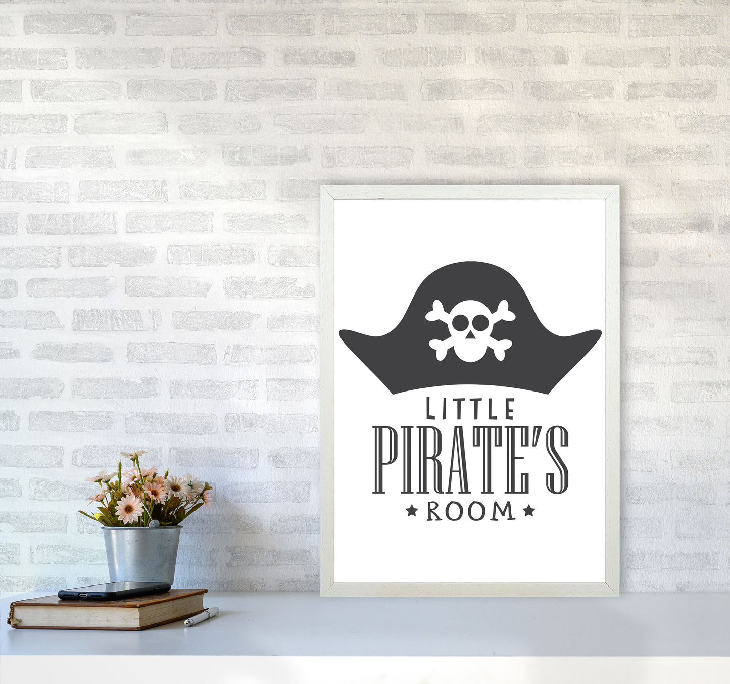 Little Pirates Room Framed Nursey Wall Art Print A2 Oak Frame