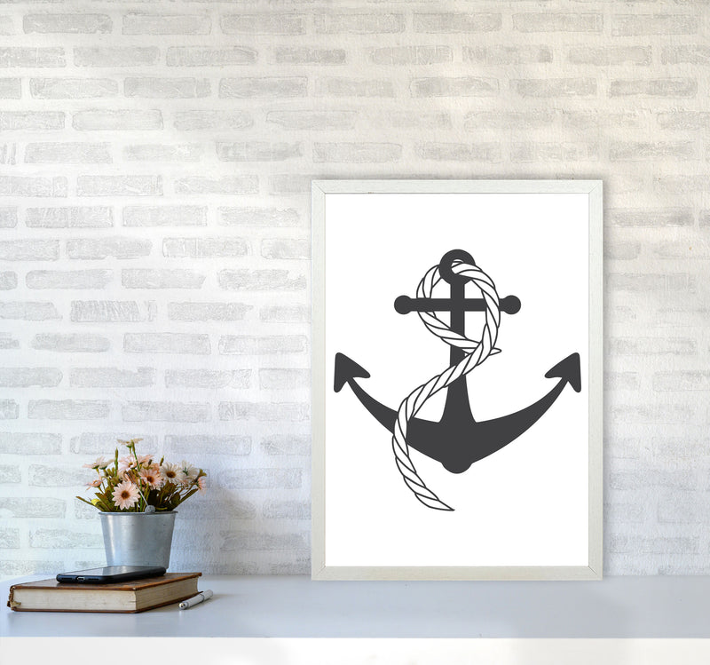 Anchor And Rope Modern Print A2 Oak Frame