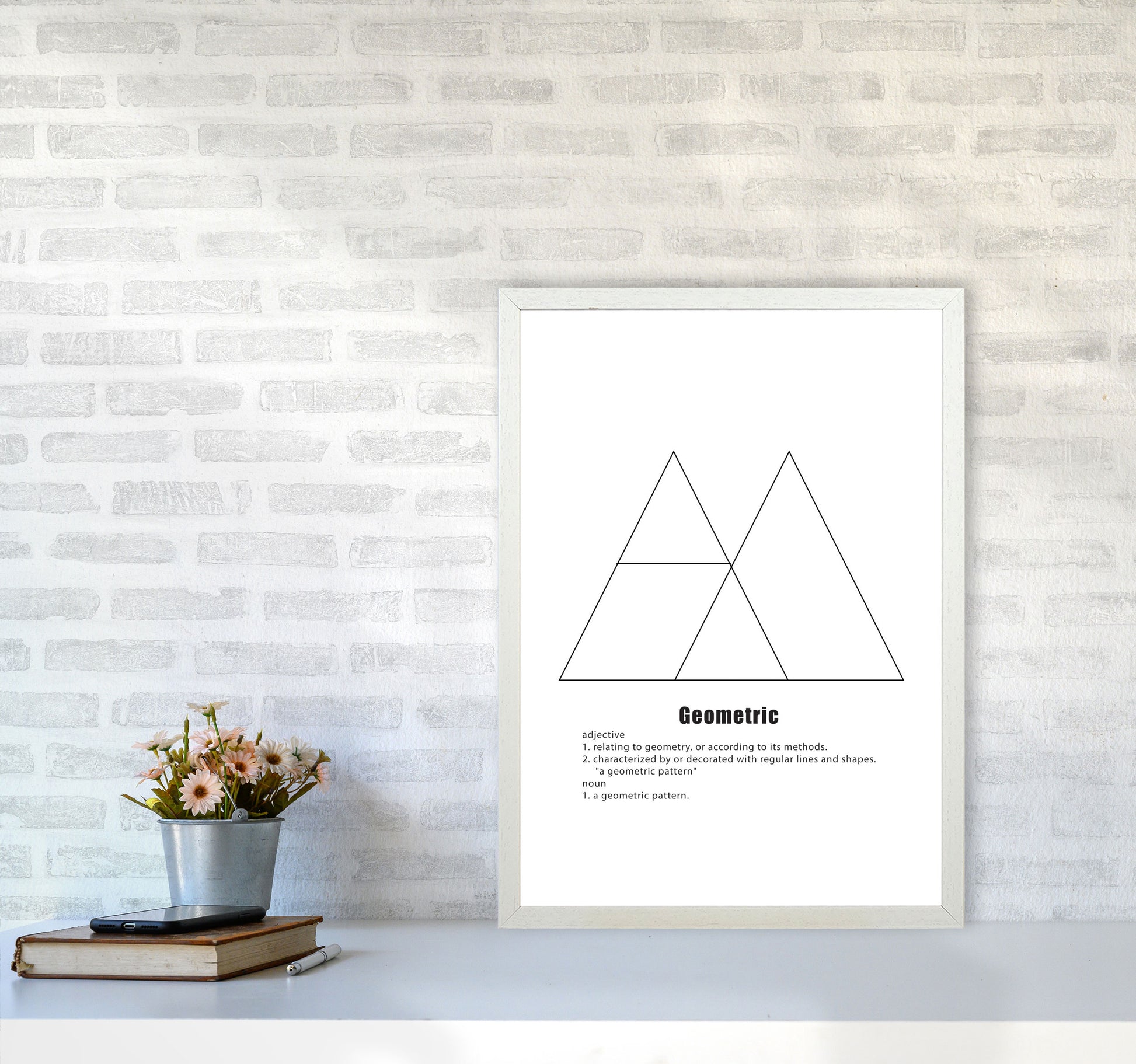 Geometric Meaning 2 Modern Print A2 Oak Frame