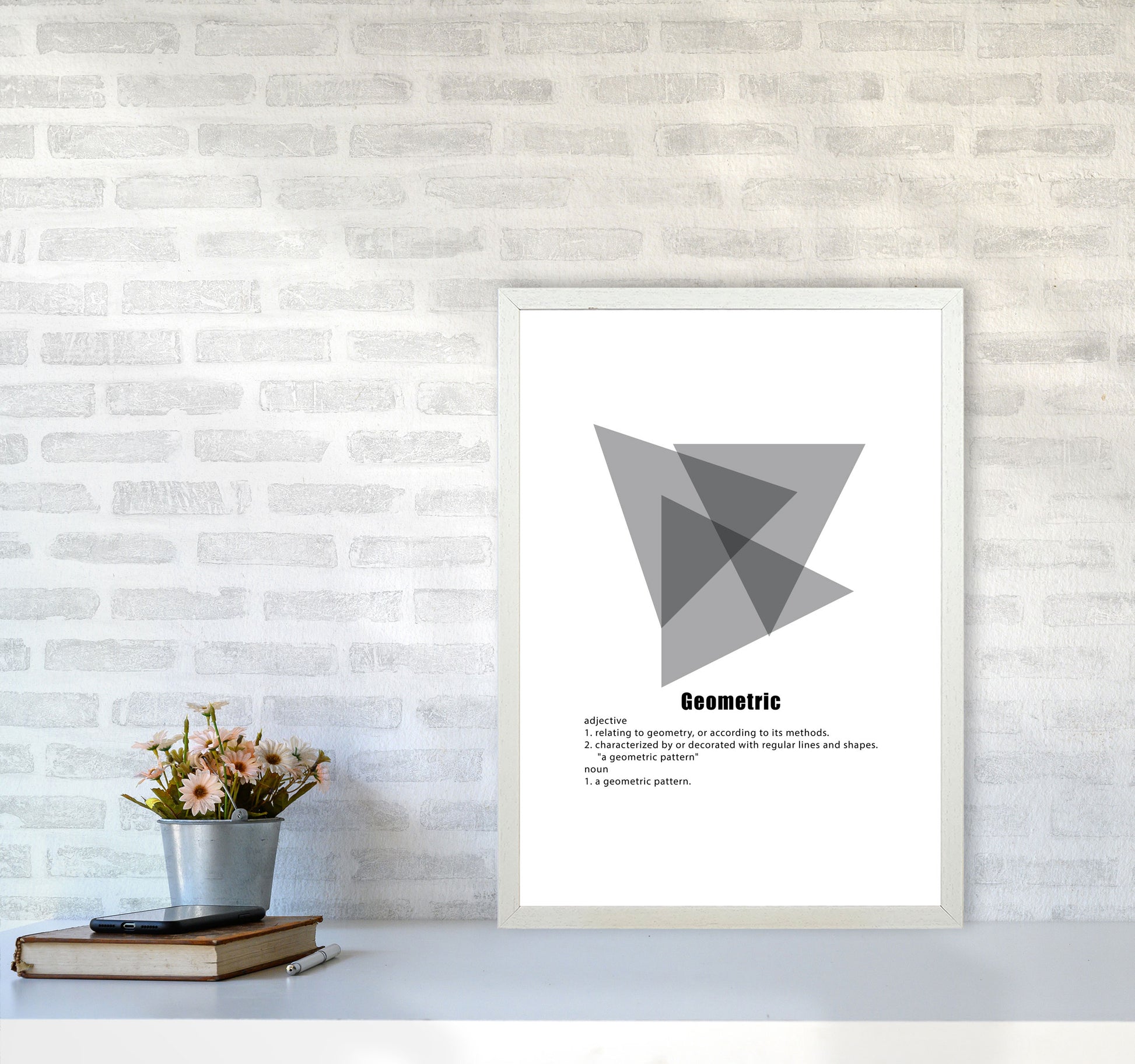 Geometric Meaning 5 Modern Print A2 Oak Frame