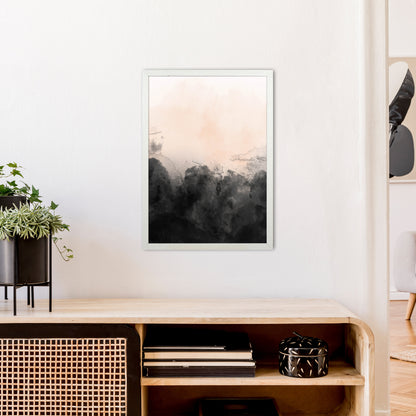 Nude And Black Watercolour 3  Art Print by Pixy Paper A2 Oak Frame