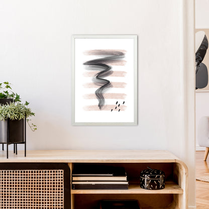 Dalia Chalk Pink Lines Black Storm  Art Print by Pixy Paper A2 Oak Frame