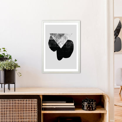 Graffiti Black And Grey Triangle  Art Print by Pixy Paper A2 Oak Frame