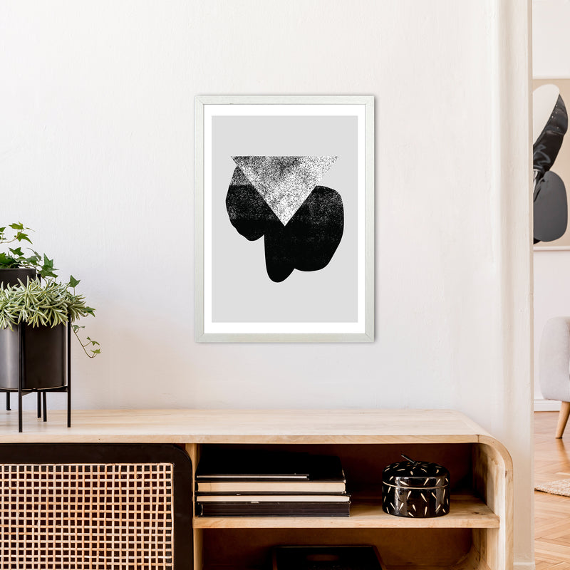 Graffiti Black And Grey Triangle  Art Print by Pixy Paper A2 Oak Frame