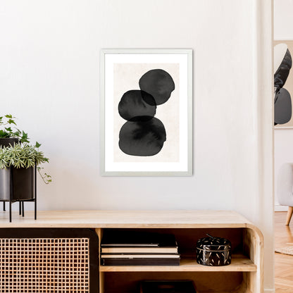 Nude And Pearl Stacked Stones  Art Print by Pixy Paper A2 Oak Frame