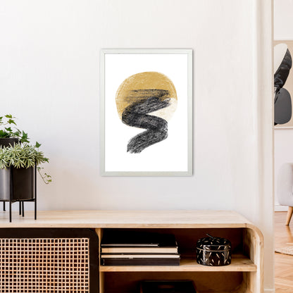 Dalia Chalk Gold Moon Zig  Art Print by Pixy Paper A2 Oak Frame