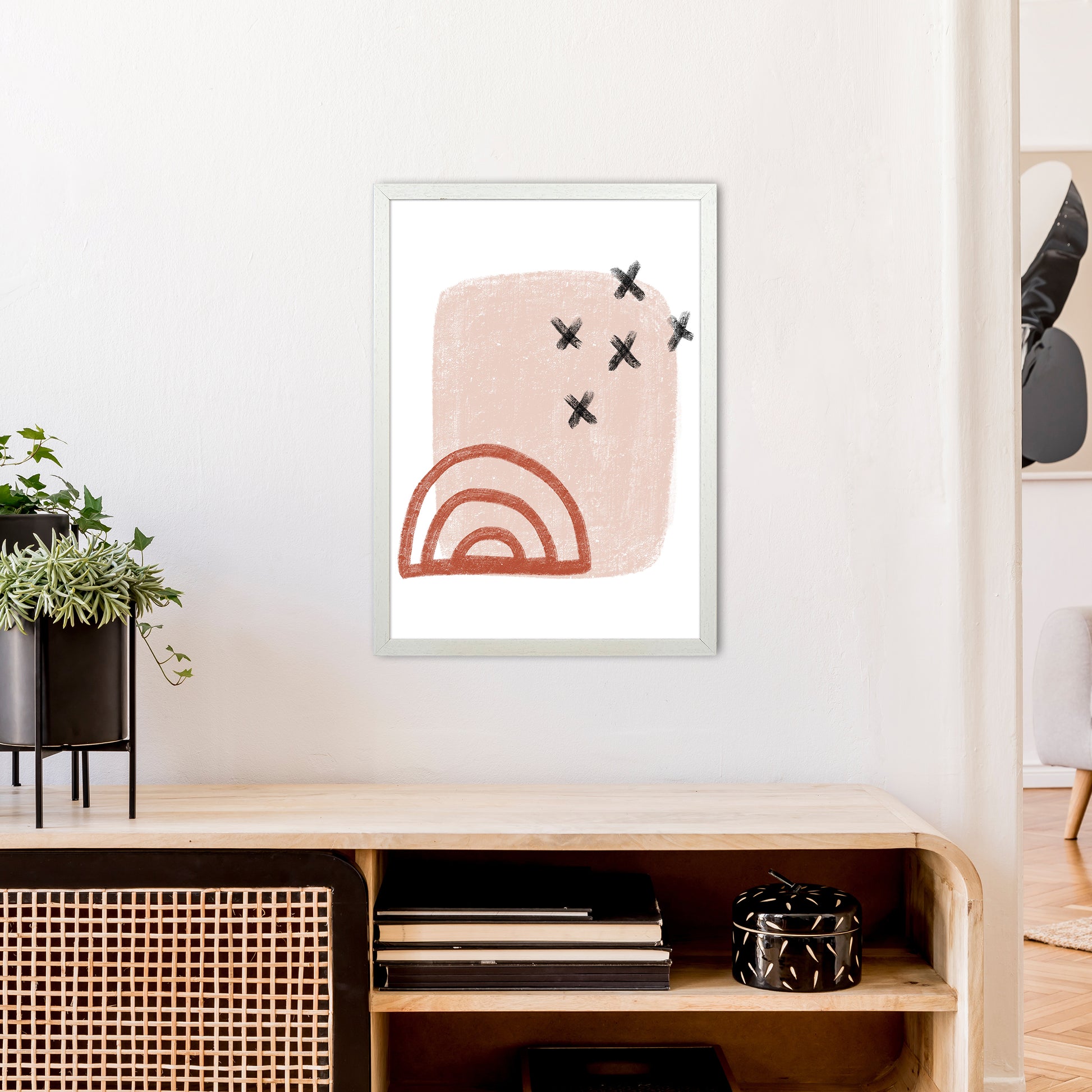 Dalia Chalk Red Rainbow  Art Print by Pixy Paper A2 Oak Frame