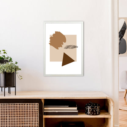 Square Mismatch Taupe  Art Print by Pixy Paper A2 Oak Frame