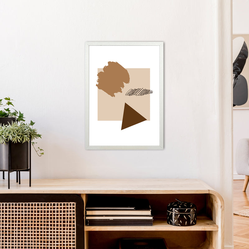 Square Mismatch Taupe  Art Print by Pixy Paper A2 Oak Frame