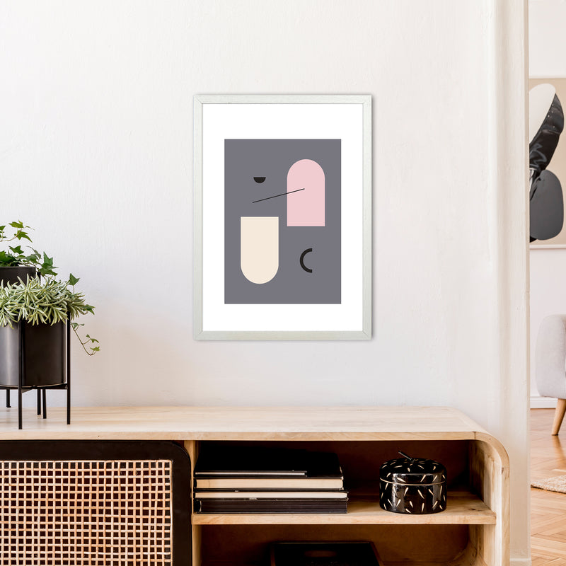 Mila Abstract Pink N5  Art Print by Pixy Paper A2 Oak Frame