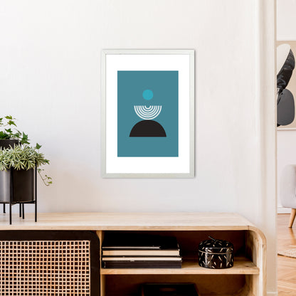 Mita Teal Fountain N8  Art Print by Pixy Paper A2 Oak Frame