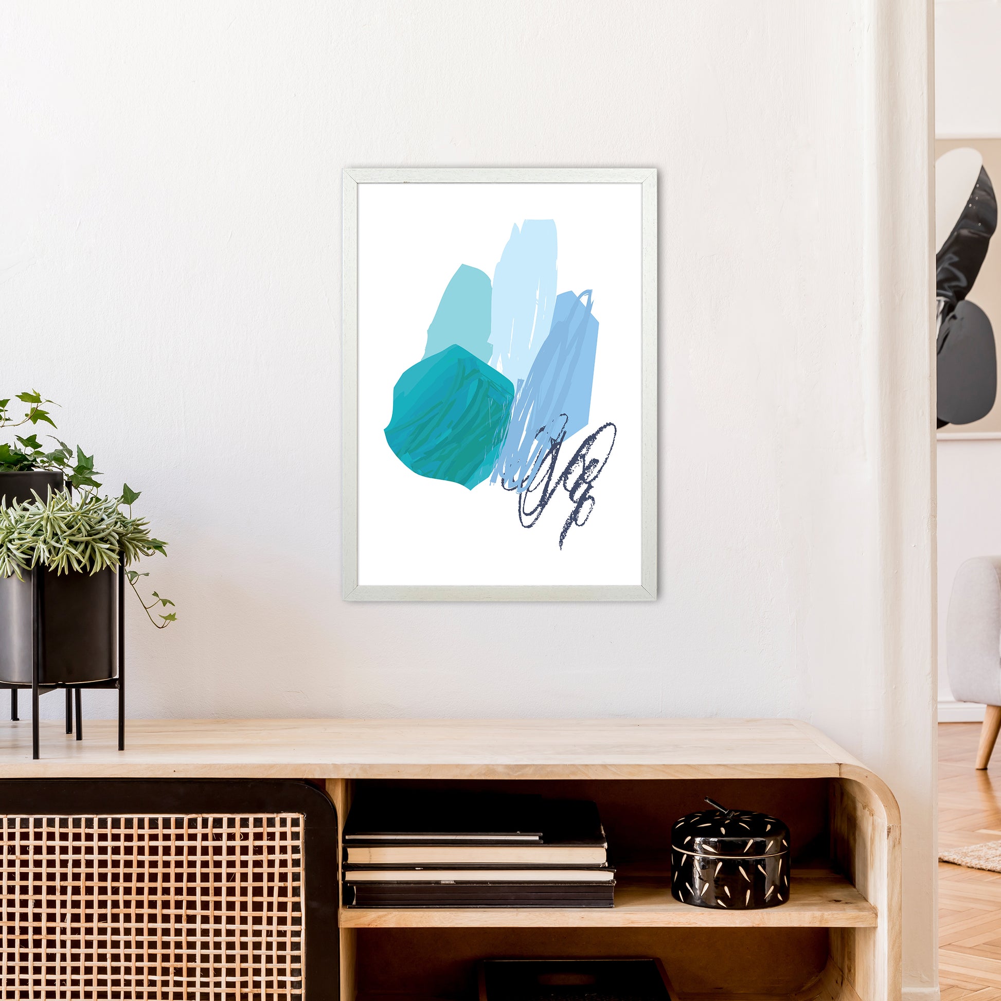 Blue Palette Drawings  Art Print by Pixy Paper A2 Oak Frame