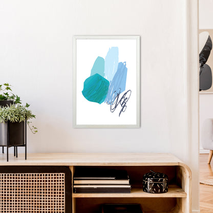 Blue Palette Drawings  Art Print by Pixy Paper A2 Oak Frame