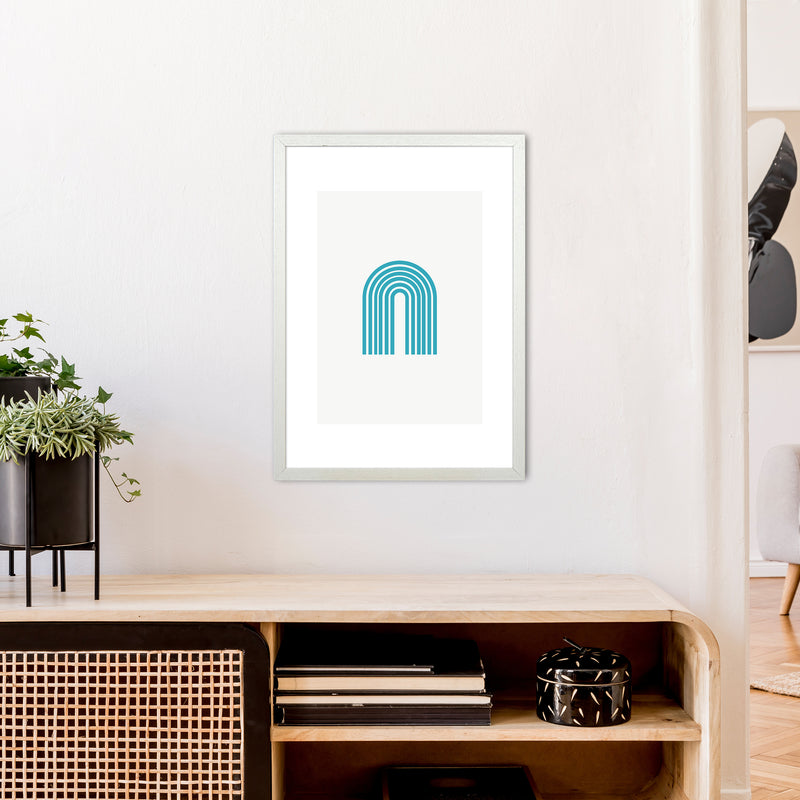 Mita Teal Rainbow N7  Art Print by Pixy Paper A2 Oak Frame