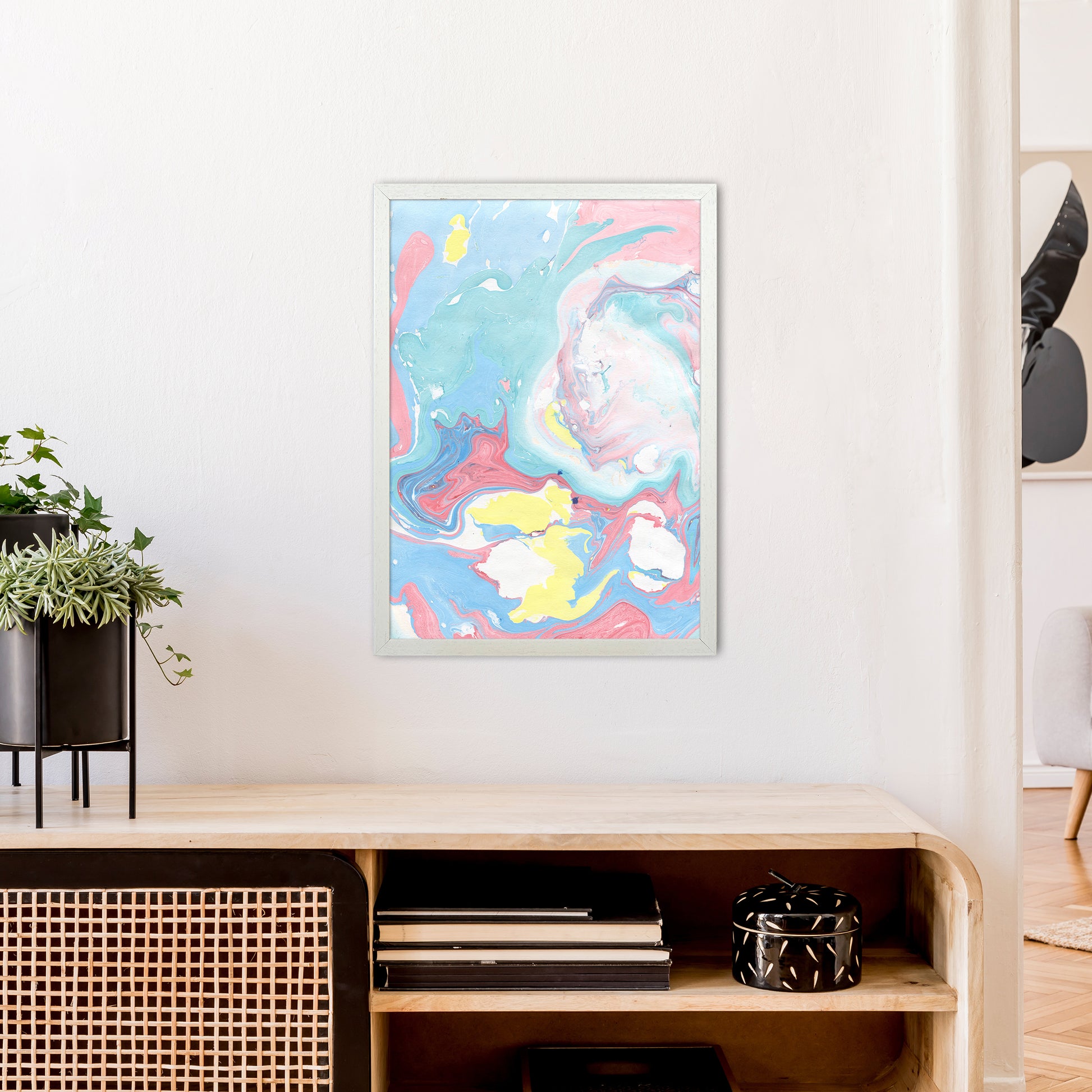 Liquid Mix Rainbow  Art Print by Pixy Paper A2 Oak Frame