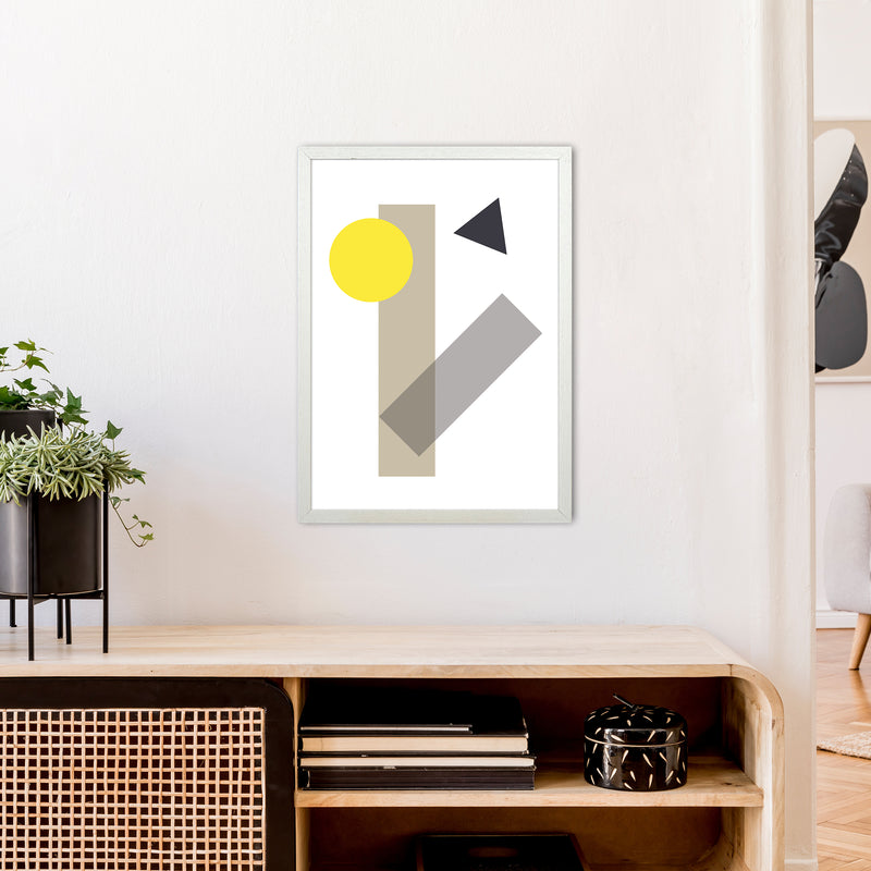 Random Geo Yellow  Art Print by Pixy Paper A2 Oak Frame