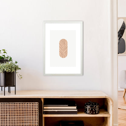 Mila Leaf Pink N2  Art Print by Pixy Paper A2 Oak Frame