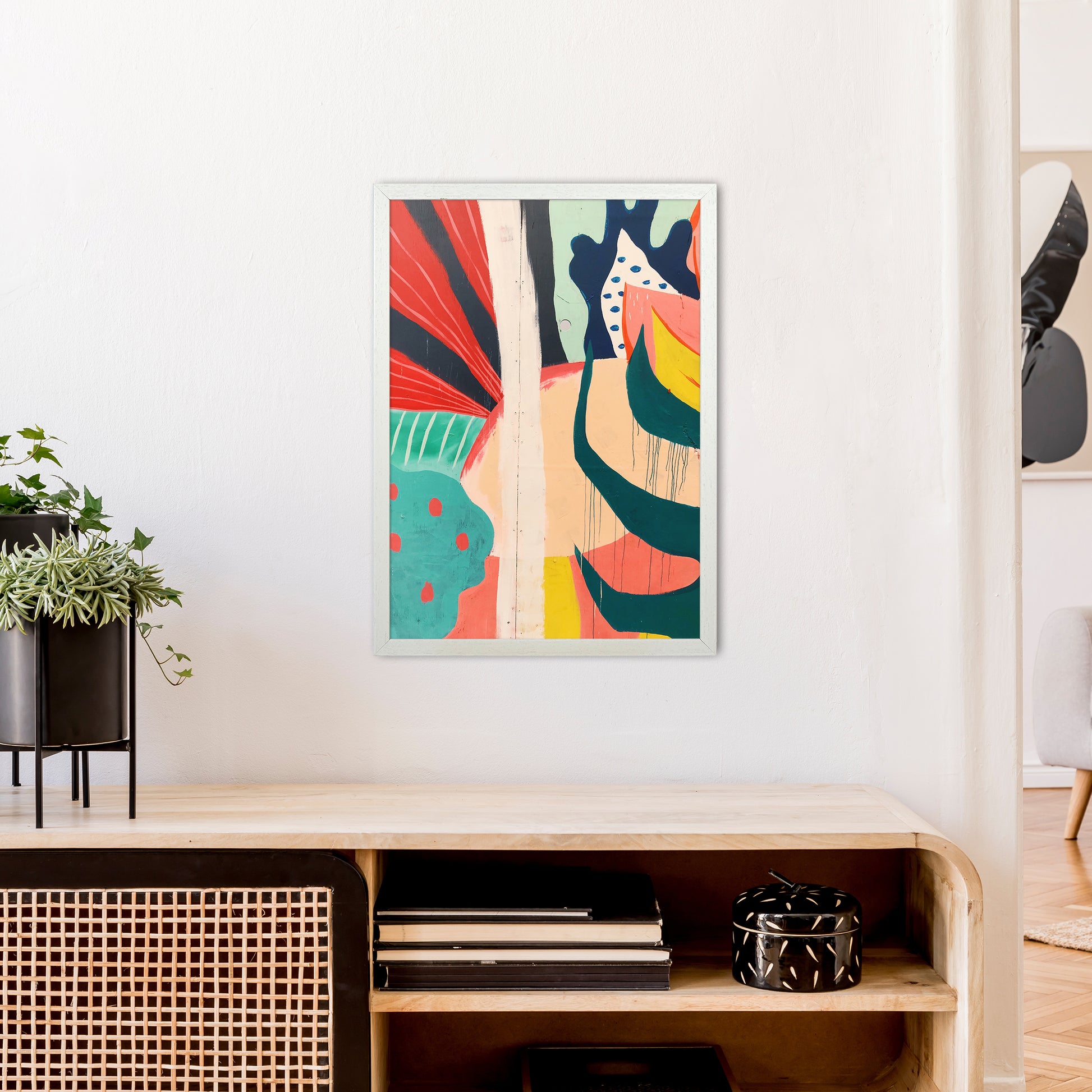 Painted Abstract Shapes  Art Print by Pixy Paper A2 Oak Frame