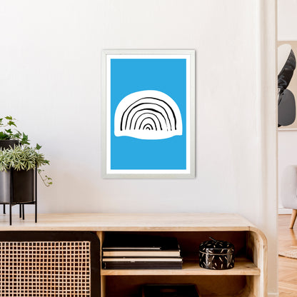 Blue Rainbow Neon Funk  Art Print by Pixy Paper A2 Oak Frame