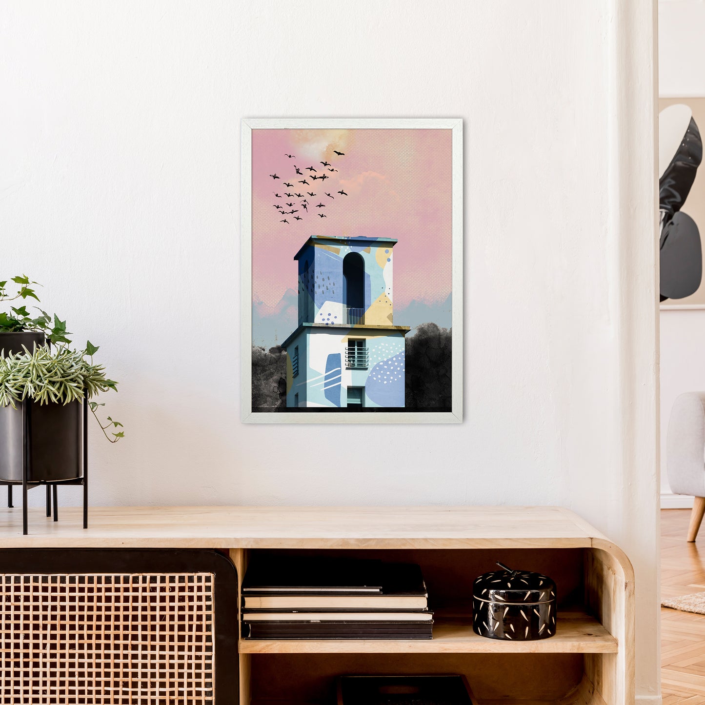 Pop Art Concrete Tower  Art Print by Pixy Paper A2 Oak Frame
