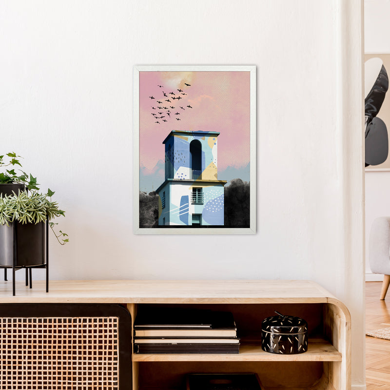 Pop Art Concrete Tower  Art Print by Pixy Paper A2 Oak Frame
