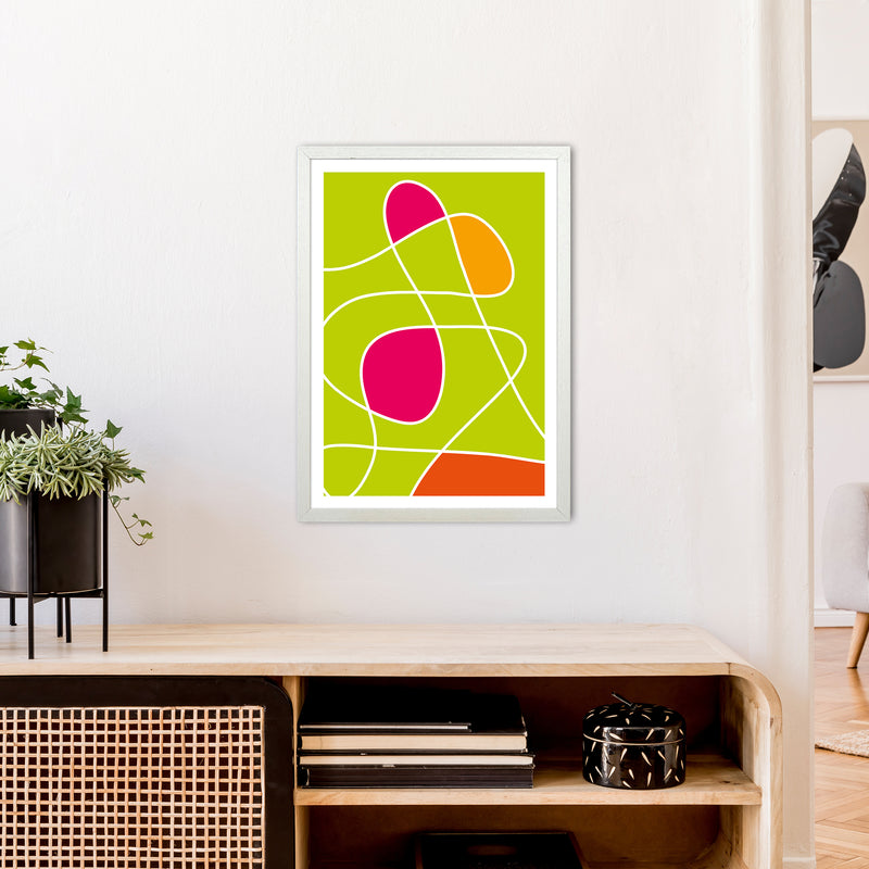 Lime Mess Neon Funk  Art Print by Pixy Paper A2 Oak Frame