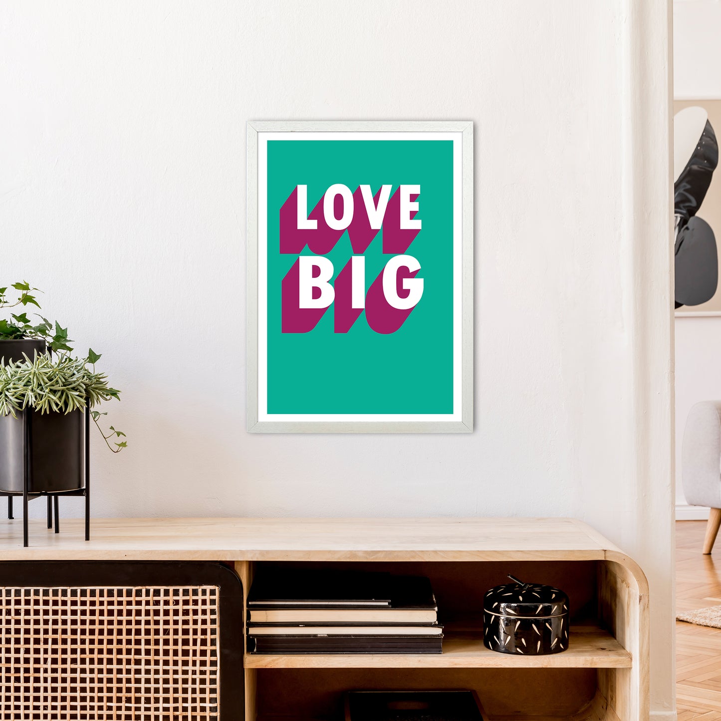 Love Big Shadow  Art Print by Pixy Paper A2 Oak Frame