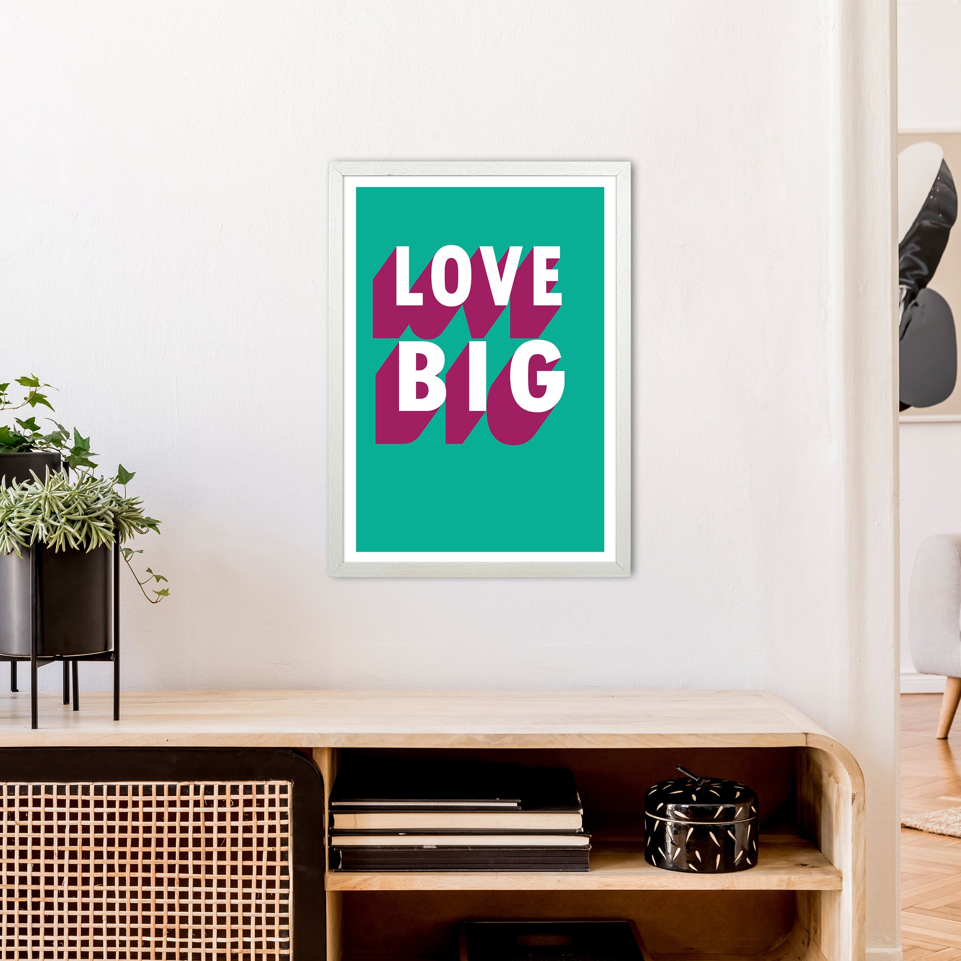Love Big Shadow  Art Print by Pixy Paper A2 Oak Frame