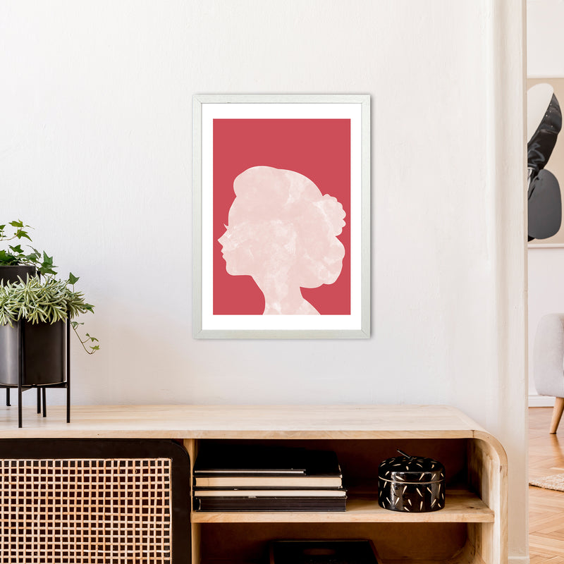 Marble Head Red  Art Print by Pixy Paper A2 Oak Frame