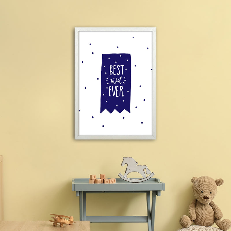Best Kid Ever Navy Super Scandi  Art Print by Pixy Paper A2 Oak Frame
