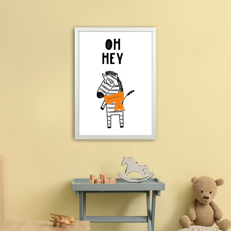 Oh Hey Zebra Animal Pop  Art Print by Pixy Paper A2 Oak Frame