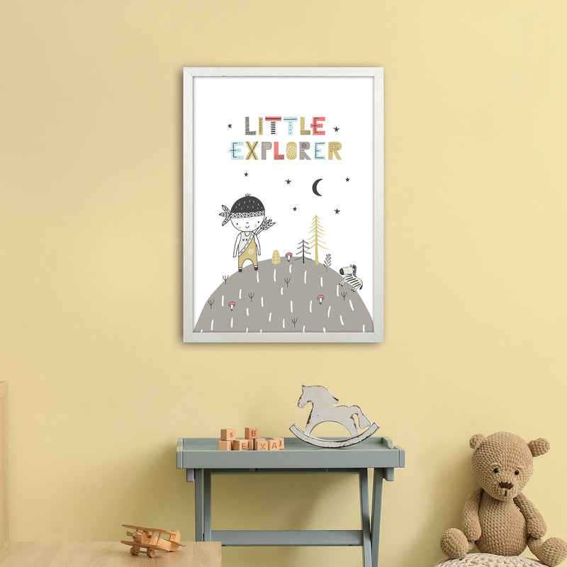 Little Explorer Hilltop  Art Print by Pixy Paper A2 Oak Frame