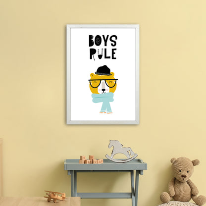 Boys Rule Animal Pop  Art Print by Pixy Paper A2 Oak Frame