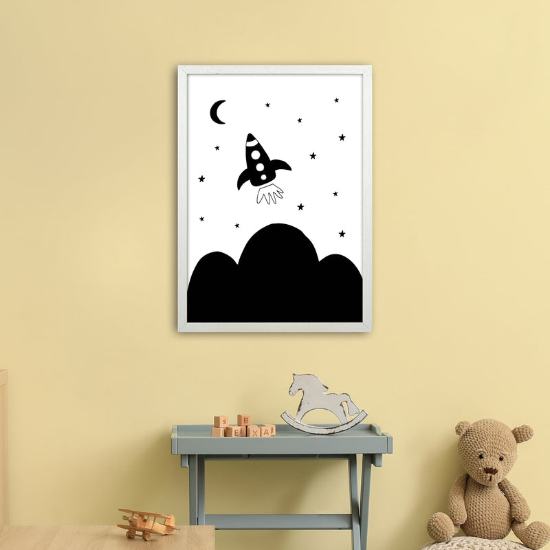 Spaceship Explorer  Art Print by Pixy Paper A2 Oak Frame