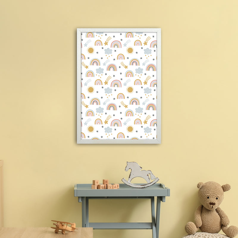 Rainbow Pattern  Art Print by Pixy Paper A2 Oak Frame