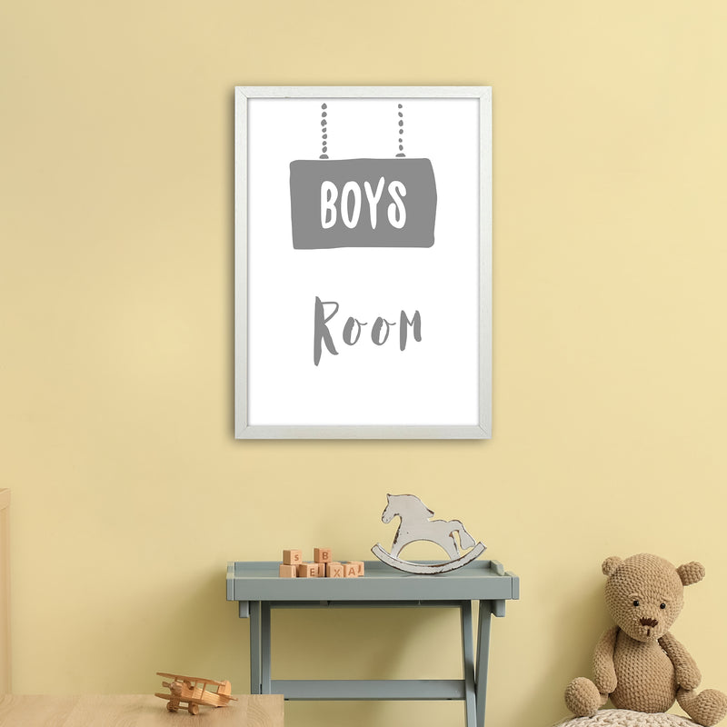 Boys Room Grey  Art Print by Pixy Paper A2 Oak Frame