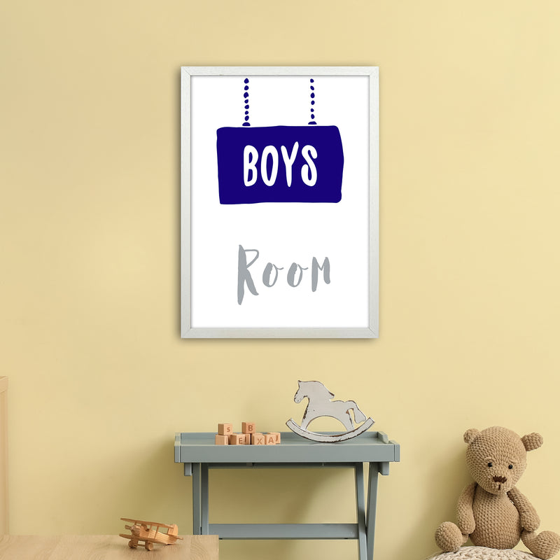 Boys Room Navy  Art Print by Pixy Paper A2 Oak Frame