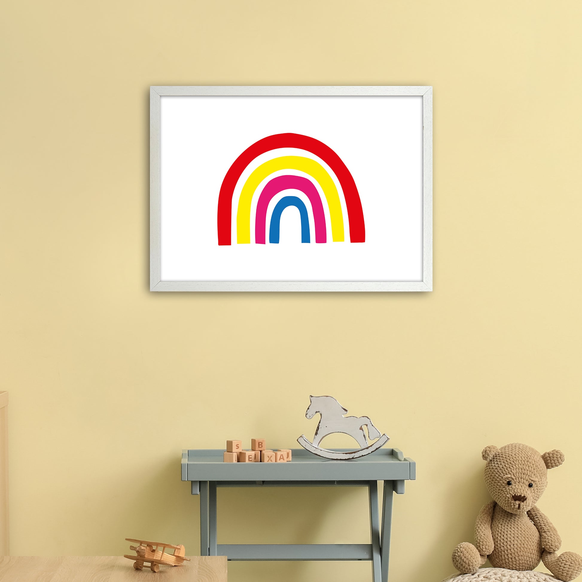 Rainbow Red  Art Print by Pixy Paper A2 Oak Frame