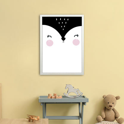 Penguin Face  Art Print by Pixy Paper A2 Oak Frame