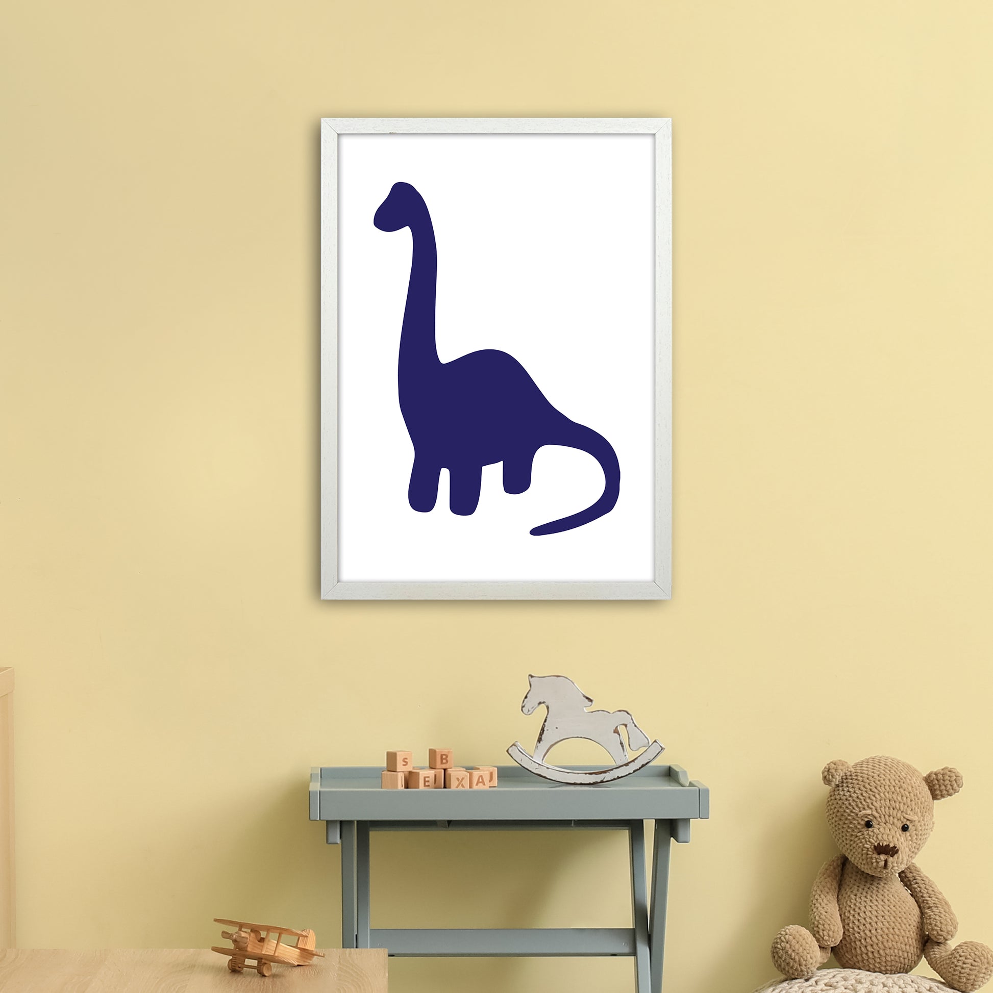 Brach Navy  Art Print by Pixy Paper A2 Oak Frame