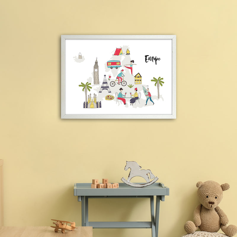 Europe Map  Art Print by Pixy Paper A2 Oak Frame
