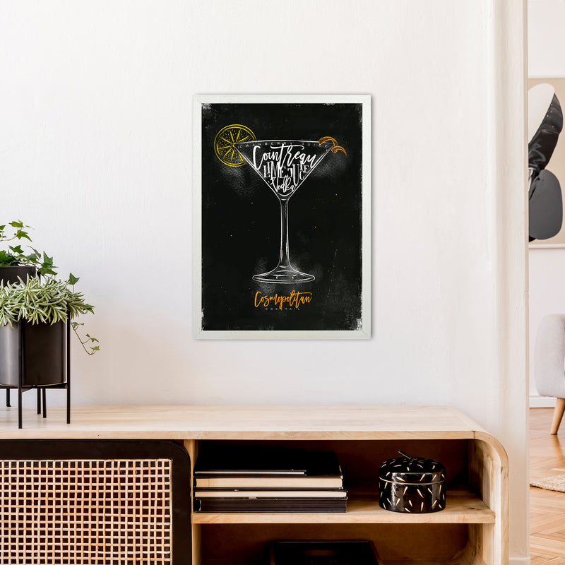 Cosmopolitan Cocktail Black  Art Print by Pixy Paper A2 Oak Frame