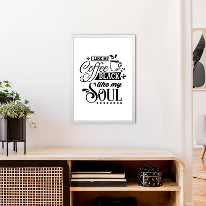 Coffee Black Like My Soul  Art Print by Pixy Paper A2 Oak Frame