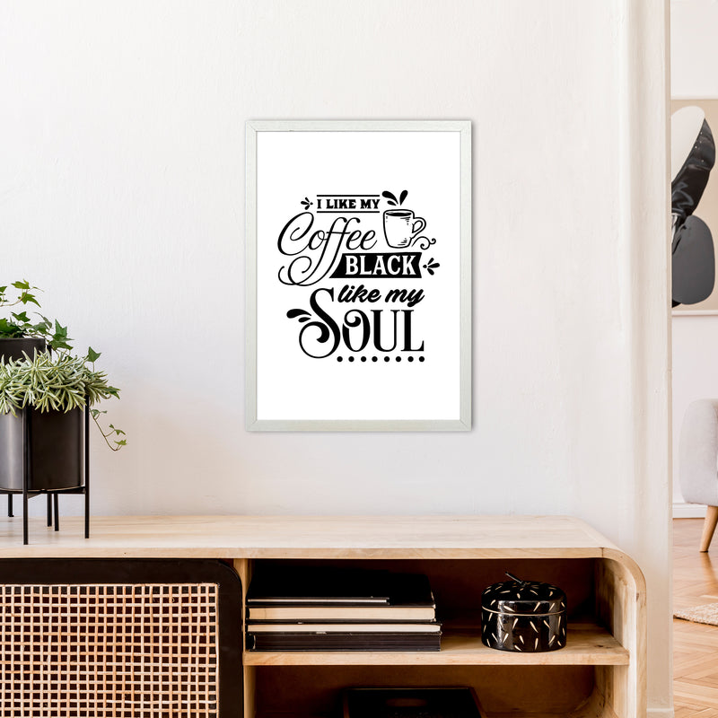 Coffee Black Like My Soul  Art Print by Pixy Paper A2 Oak Frame