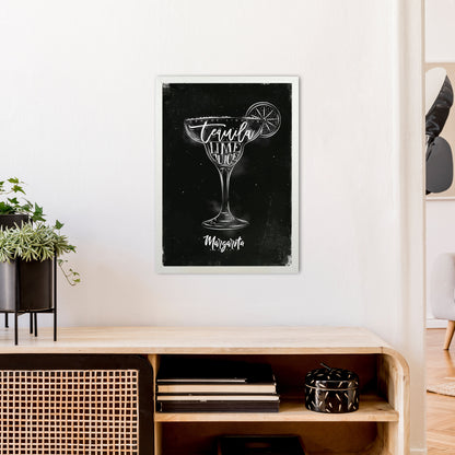Margarita Cocktail Black  Art Print by Pixy Paper A2 Oak Frame
