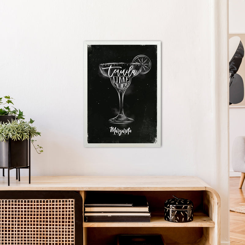 Margarita Cocktail Black  Art Print by Pixy Paper A2 Oak Frame