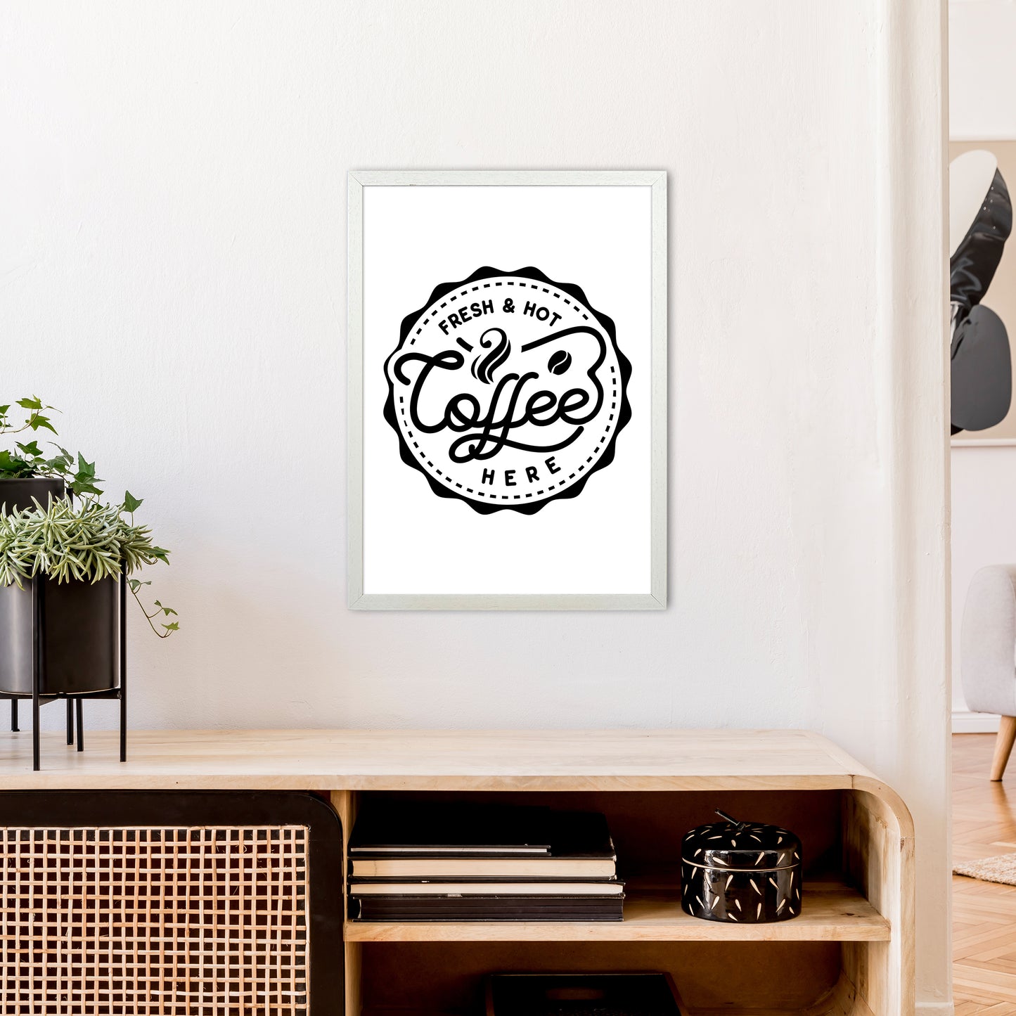Fresh And Hot Coffee  Art Print by Pixy Paper A2 Oak Frame