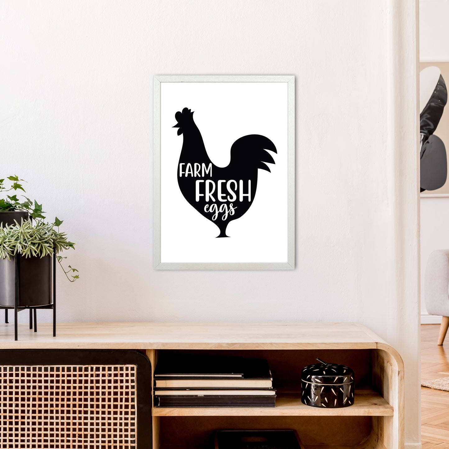 Farm Fresh Eggs  Art Print by Pixy Paper A2 Oak Frame