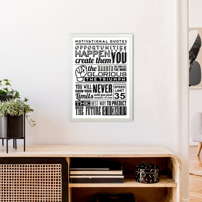 Opportunities Happen Vintage  Art Print by Pixy Paper A2 Oak Frame